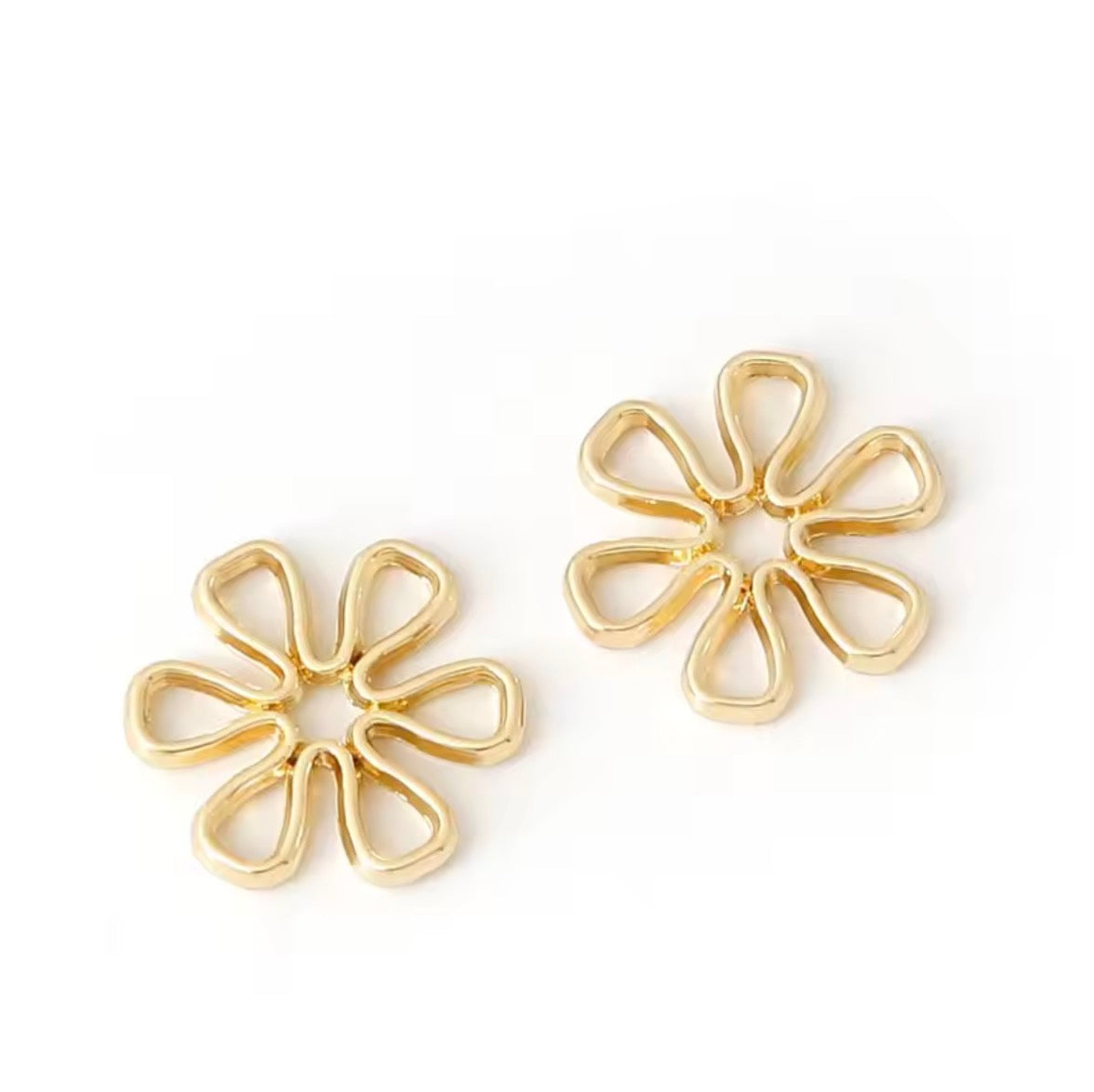 SS 1319 Floral Bezel 14k gold plated charm ( 22 mm ) Tarnish Resistant ( 1 pc )
