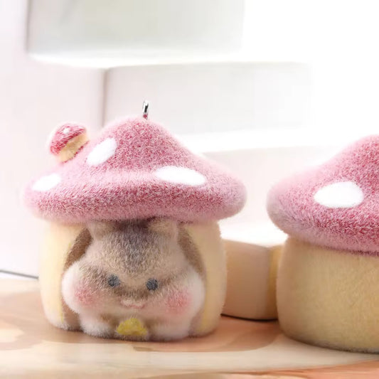 BBB 267 (u) Big Mushroom Squirrel Cute Fur 3D Flocking Resin charm ( 1 pc ) ( 45mm )