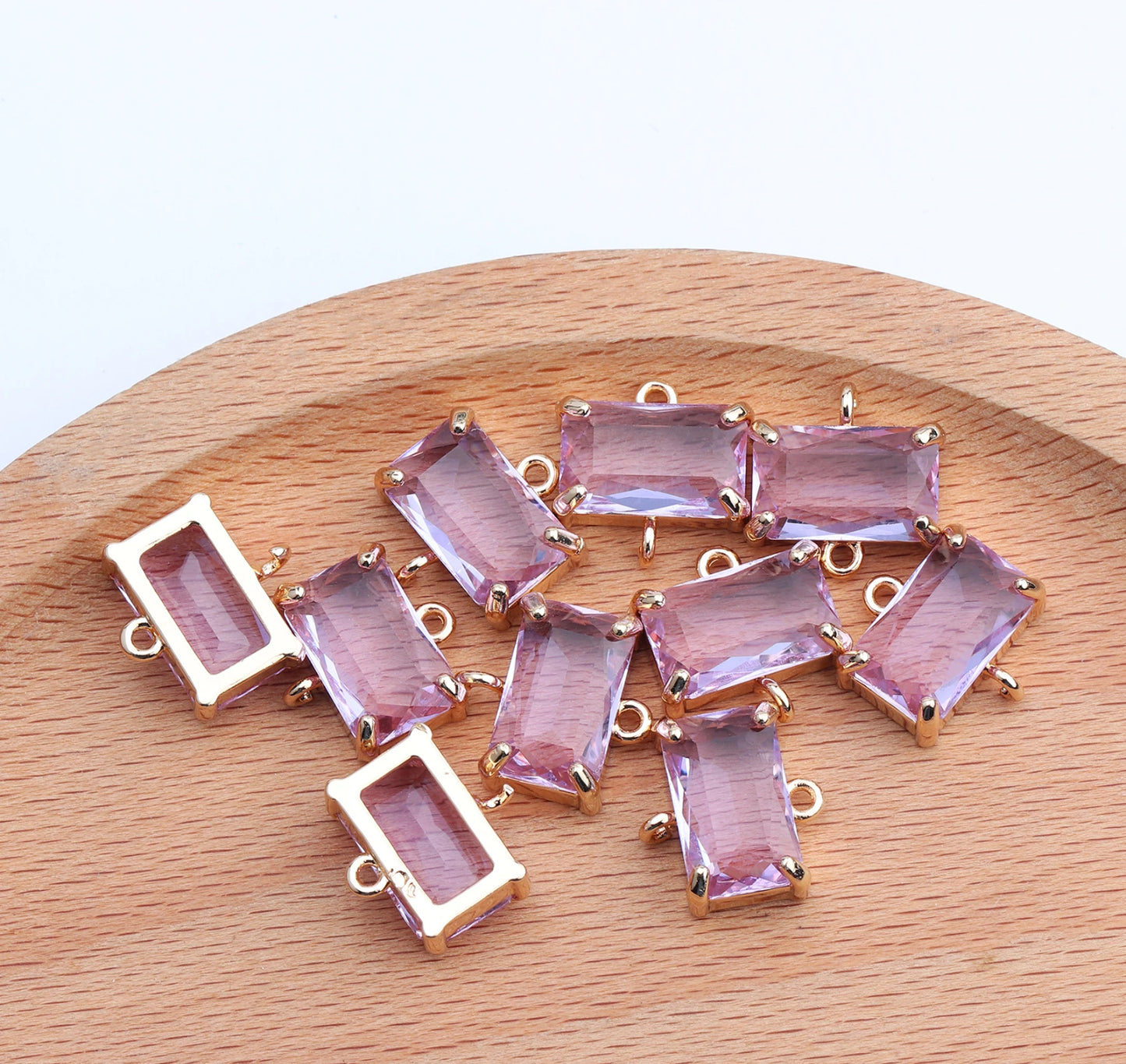 CZ 1220 rectangle 18k gold plated connector - per piece- anti tarnish