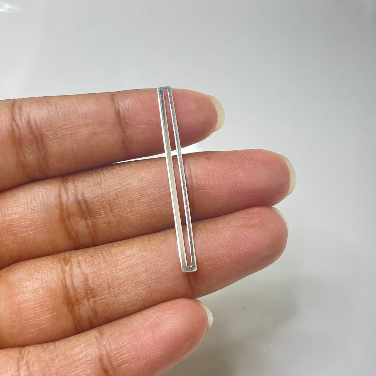 SS 298 long strip shape silver plated charm