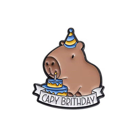 PK 118 Capy Birthday Enamel Pin Badge ( 1 pc ) Imported Premium Quality