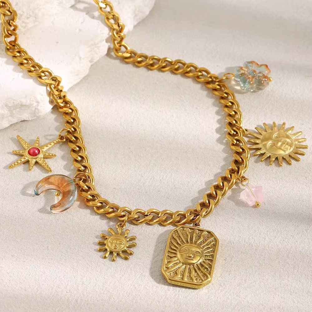 SJ 973 Charm Modern Chunky Necklace - Premium jewellery- 18k Gold PVD plated stainless steel - Anti tarnish