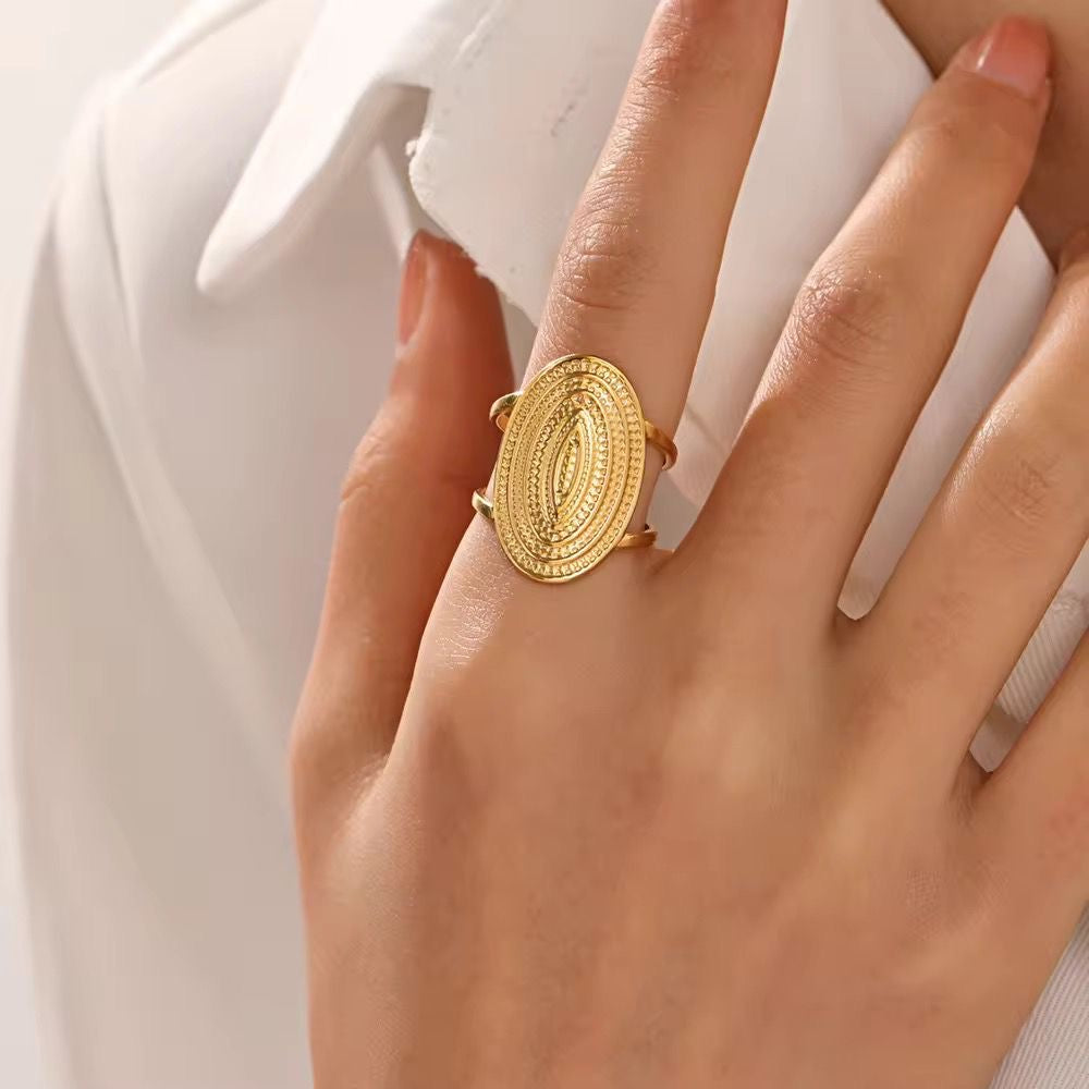 SJ 601 Oval Modern Ring adjustable - 18k Gold PVD plated stainless steel - Anti tarnish