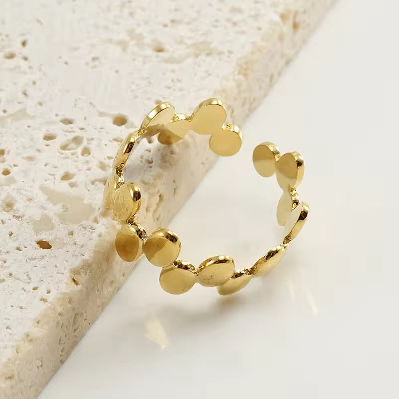 SS 200 polka style ring adjustable- 18k gold plated stainless steel - Anti tarnish - Wholesale