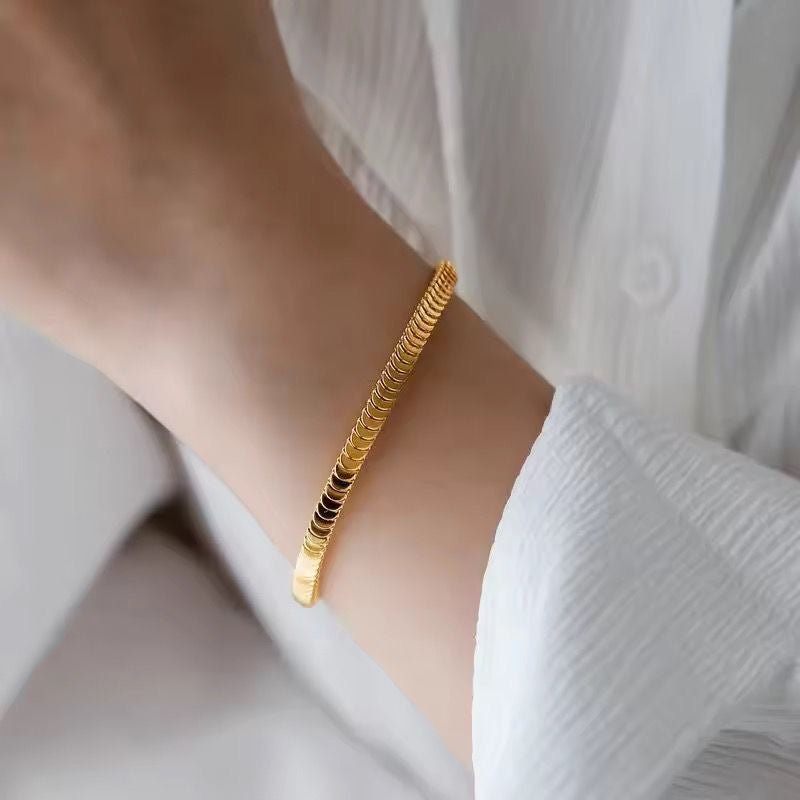 BSJ22A Snake striped bracelet - 18k Gold PVD plated