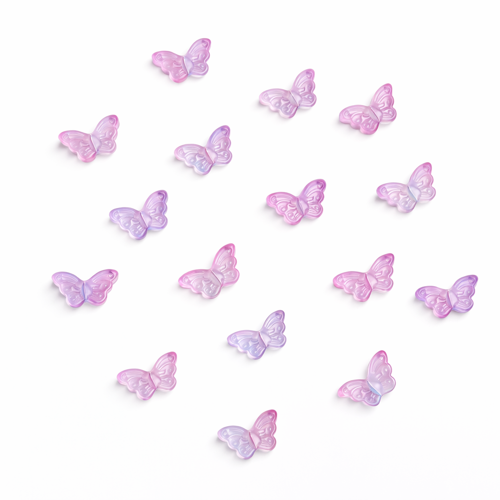 BBB 298 (f) Light Pink dual tone Clear Butterfly glass bead ( 1 pc ) Lampwork Bead ( 15 mm )