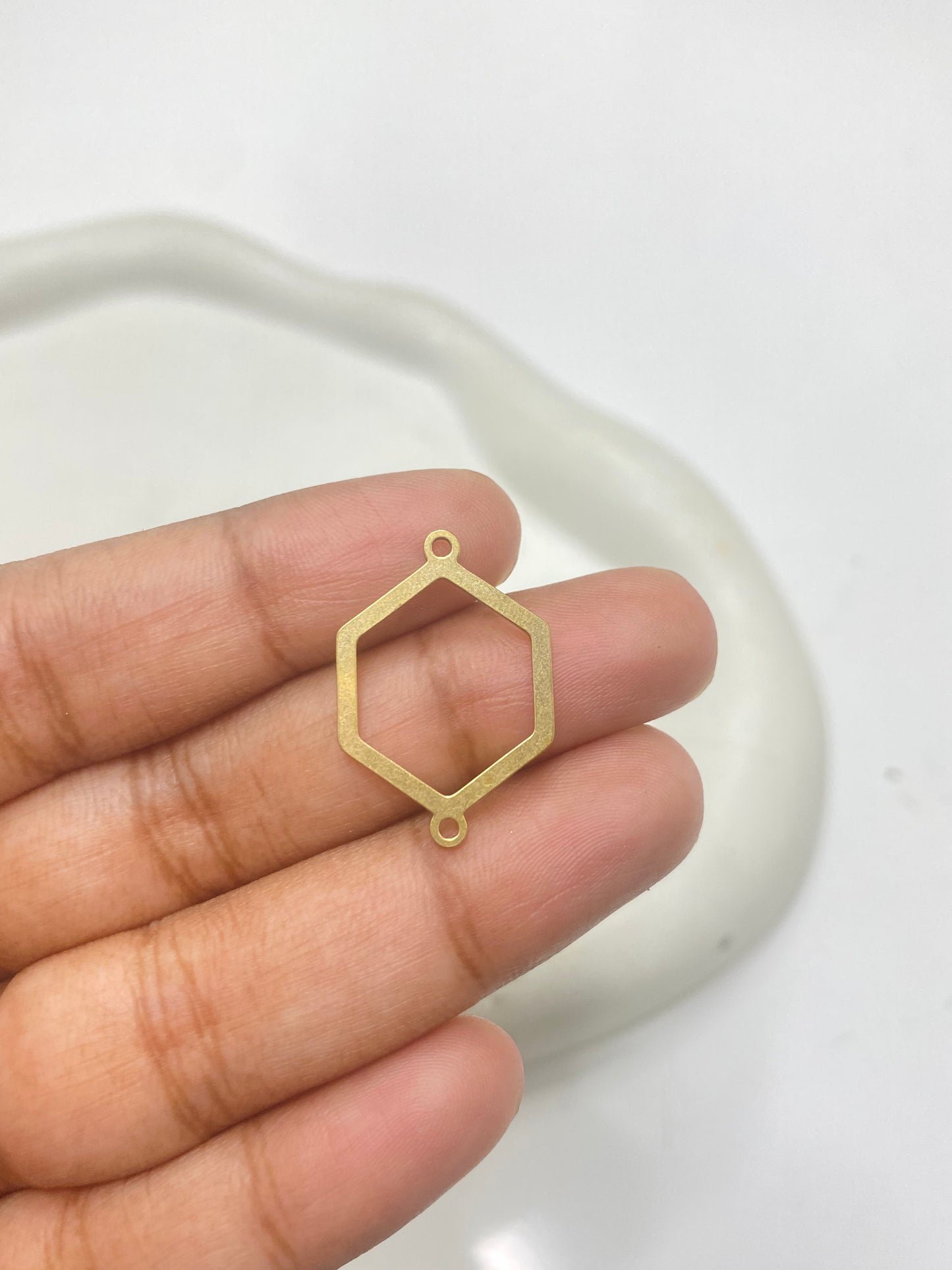 B 2210 Hexagon Hollow Connector charm ( 1 pc )