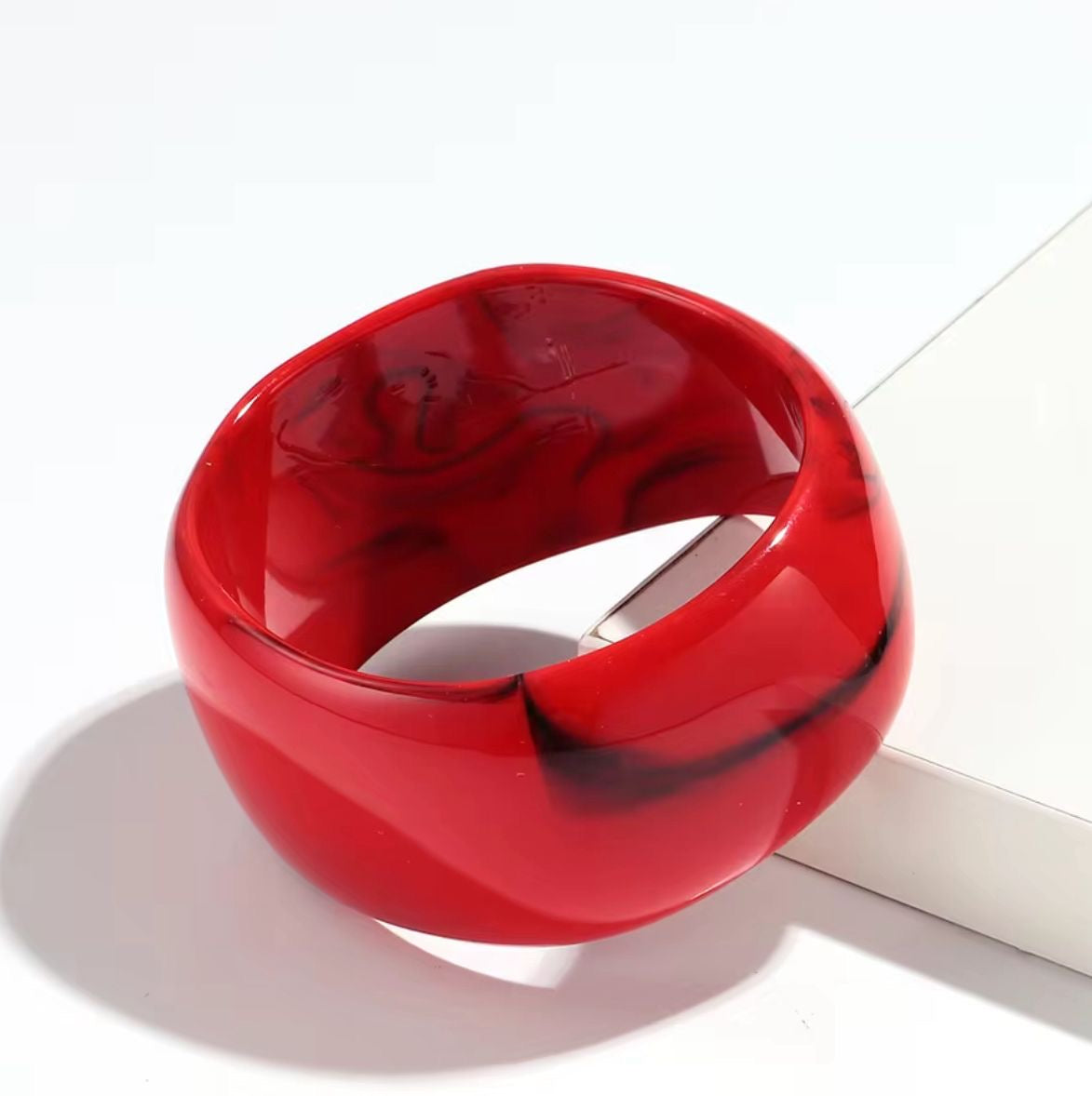SJ 620 Red Irregular Marble Bangle - Anti tarnish