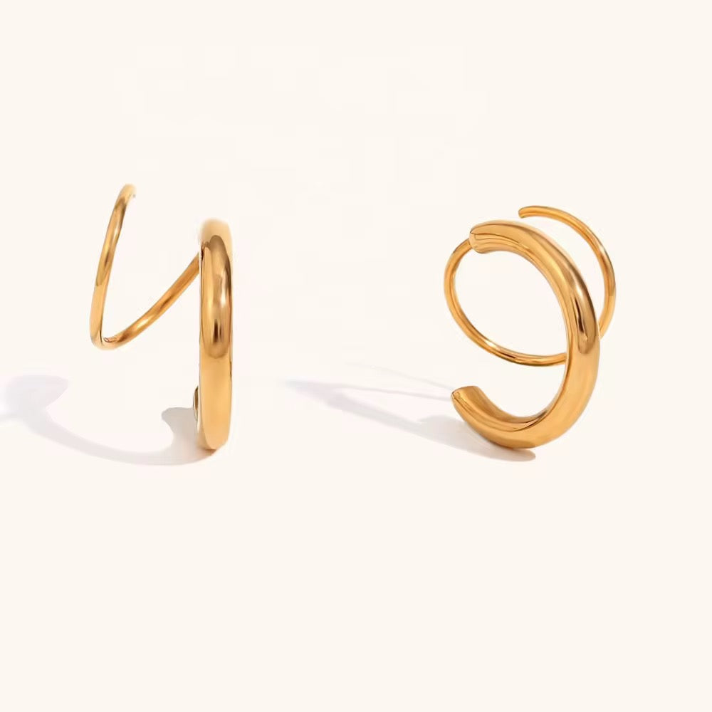 SJ 423 Double layer winding Earring - Premium 18k Gold PVD plated stainless steel - Anti tarnish - Wholesale