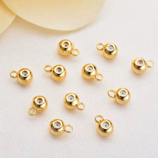SS 2961 18k Gold Plated Positioning Spacer bead with silicone stopper and loop ( 1 pc ) Anti tarnish ( 3 mm )