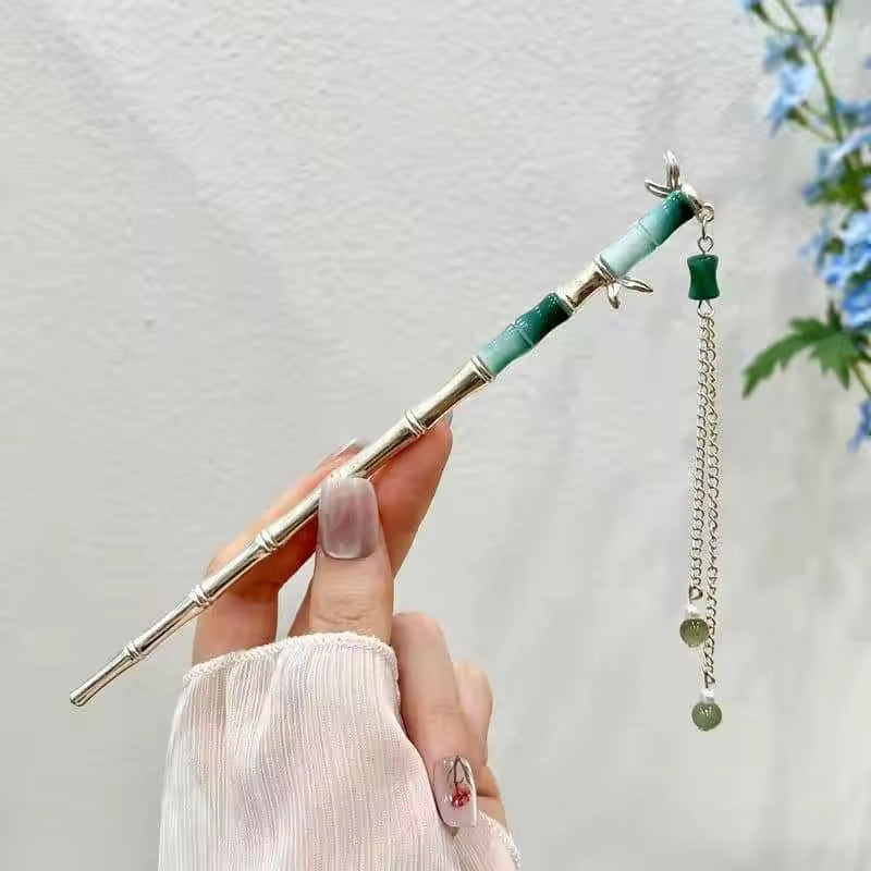 HA 20 Bamboo Hair Stick with Dangling Tassel Drop - Retro korean Style ( 1 pc )