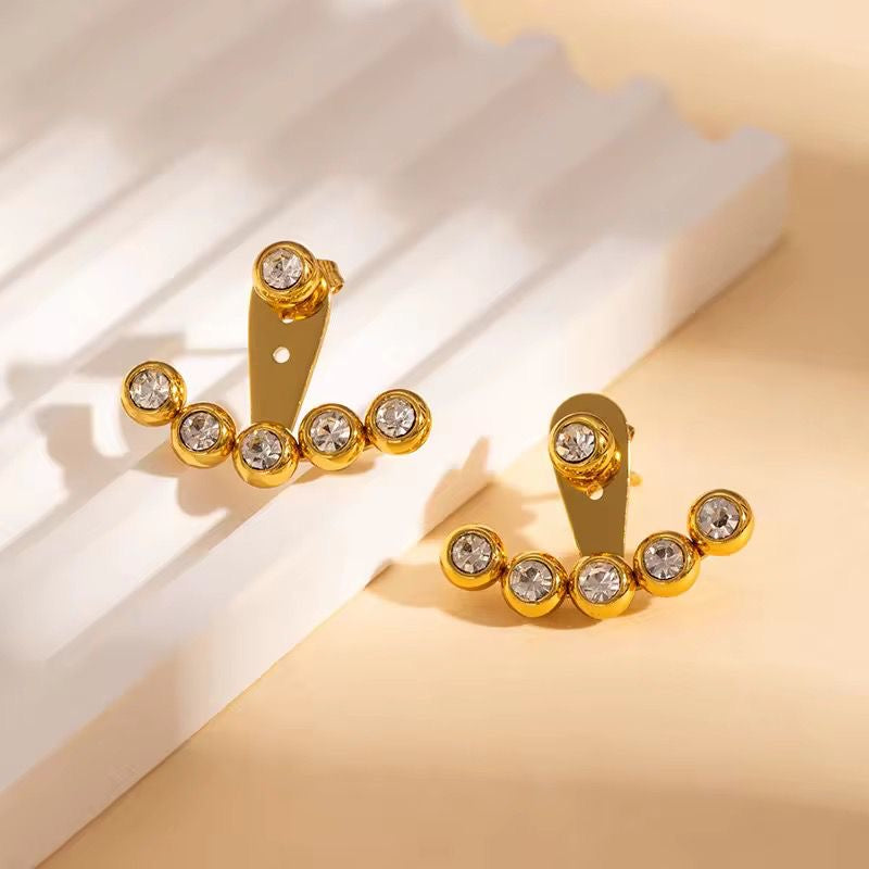 ESJ03F zircon stone earring - 18k Gold PVD plated 316 stainless steel - Anti tarnish