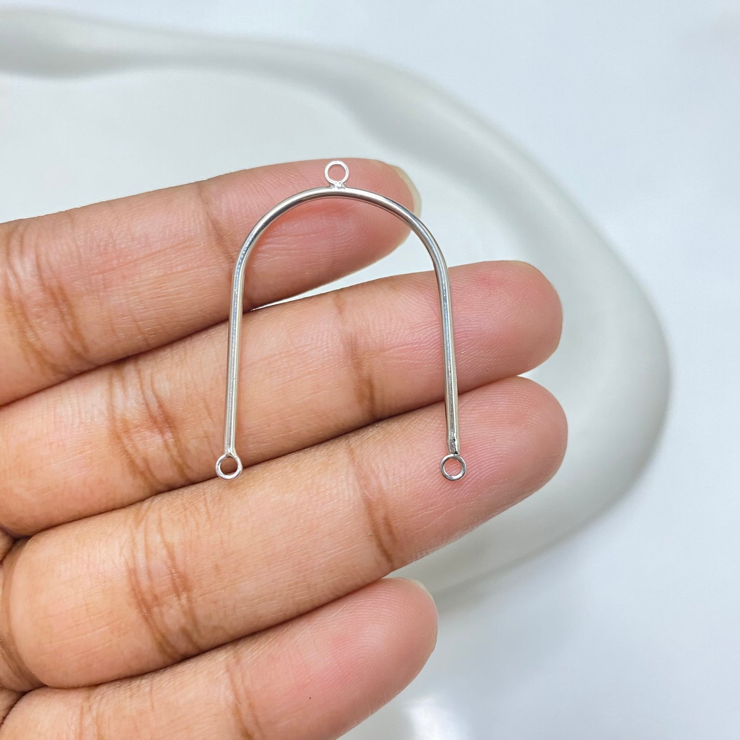 SS 1822 U shape connector Silver plated ( 1 pc )