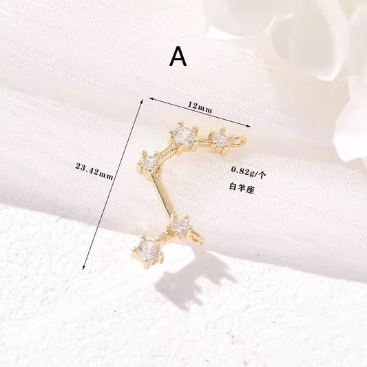 CZ 2383 Constellation singns Zircon 14k gold plated charm ( 1 pc ) - anti tarnish