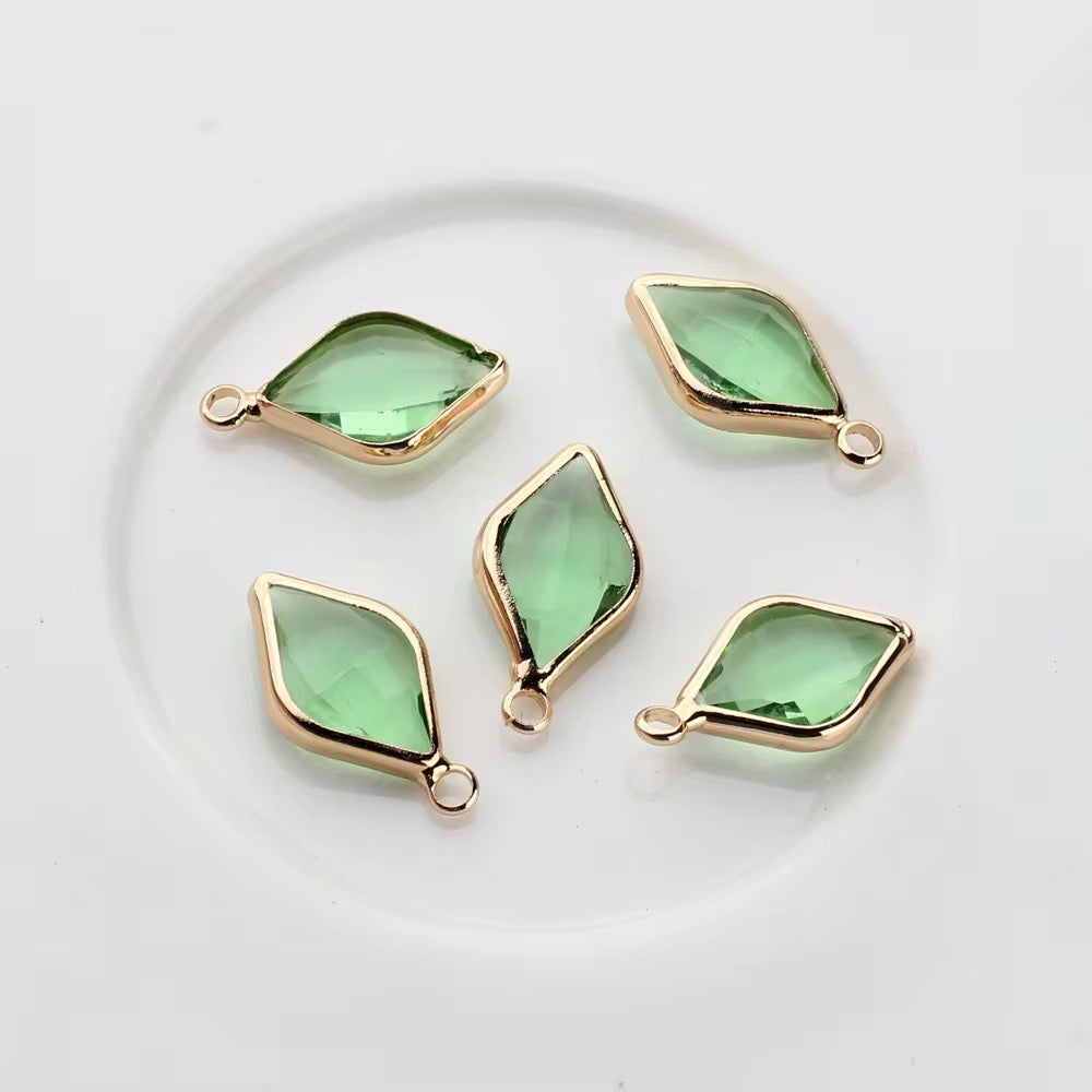 BBB 142 (h) Light Green Diamond zircon charm ( 1 pc ) Anti tarnish ( 17:9 mm )