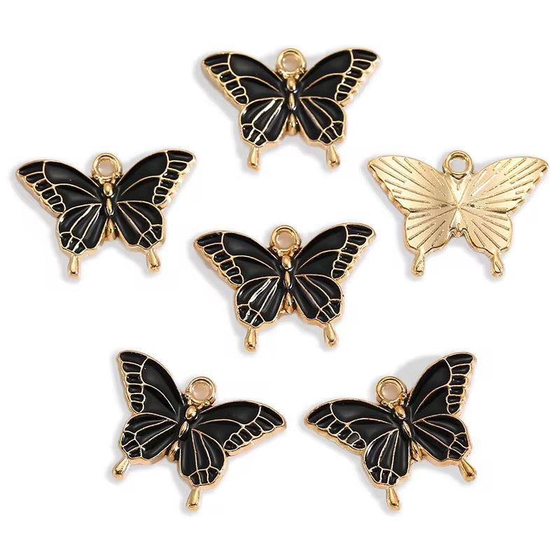 BBB 318 (c) Black Butterfly enamel charm ( 1 pc ) High quality shine ( 20:14 mm )