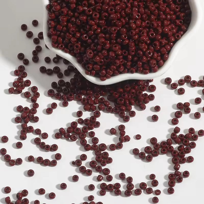 BBB 150 (j) Deep Maroon Tiny Solid Rice Czech Glass bead ( 1 gm - around 60 to 70 piece) High Quality ( 2 mm )