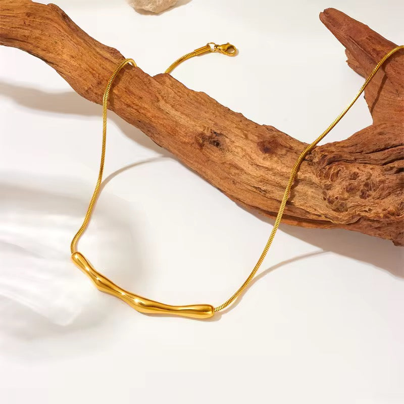 SS 220 Bamboo big snake chain necklace
-18k gold plated stainless steel - Anti tarnish - Wholesale