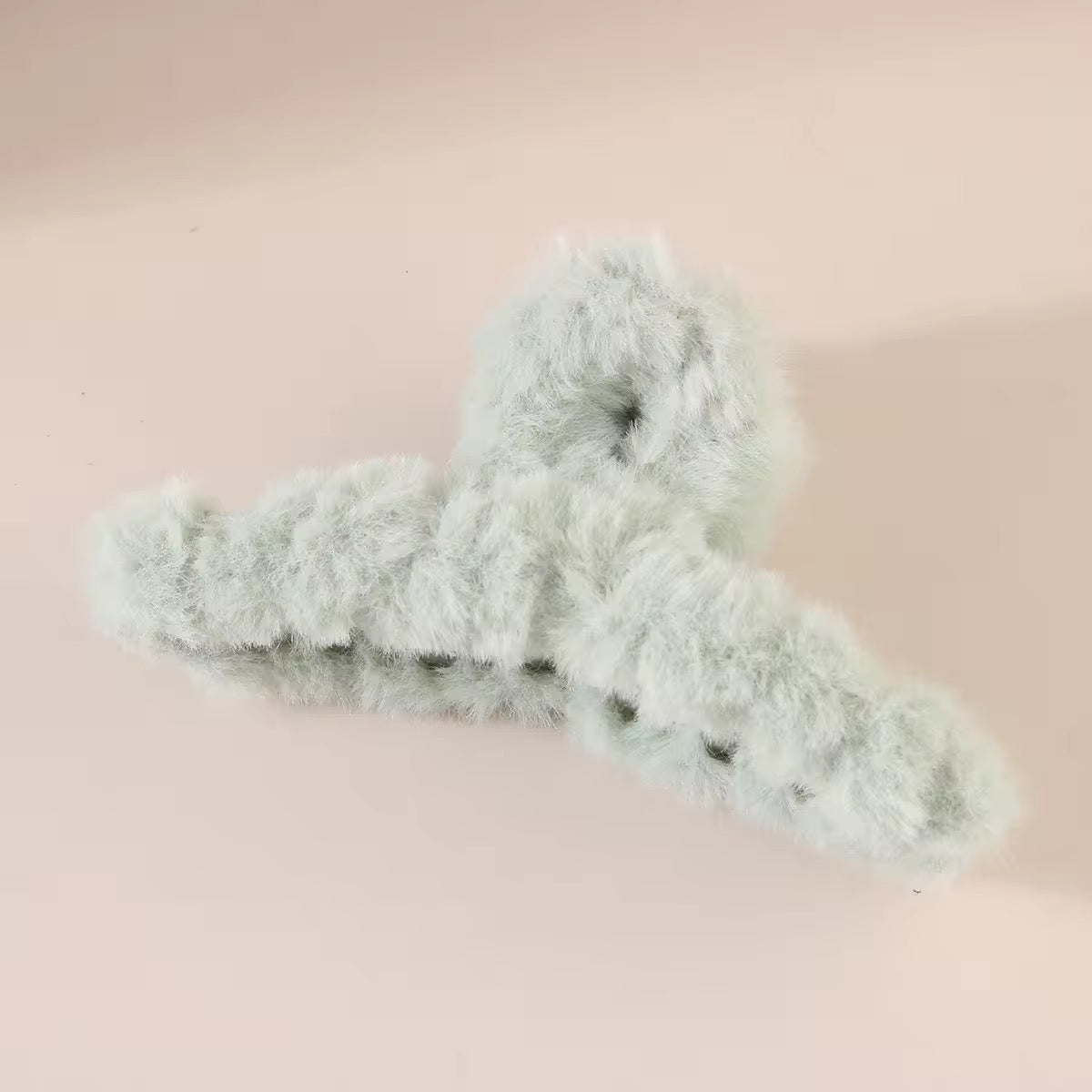 HA 01 (d) Pastel Green Plush Fluffy Hair Claw ( 1 pc )