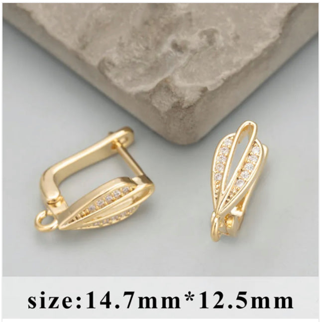 SS 563 zircon crystal Hoop Stud ( 2 pc ) Anti tarnish