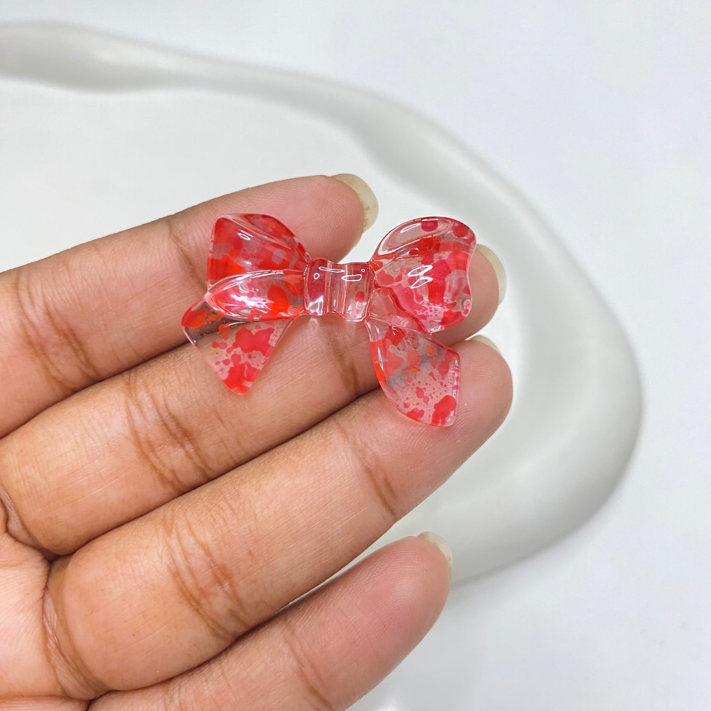 BBB 133 (I) Bow colour splashed uv plated Acrylic bead ( 1 pc )