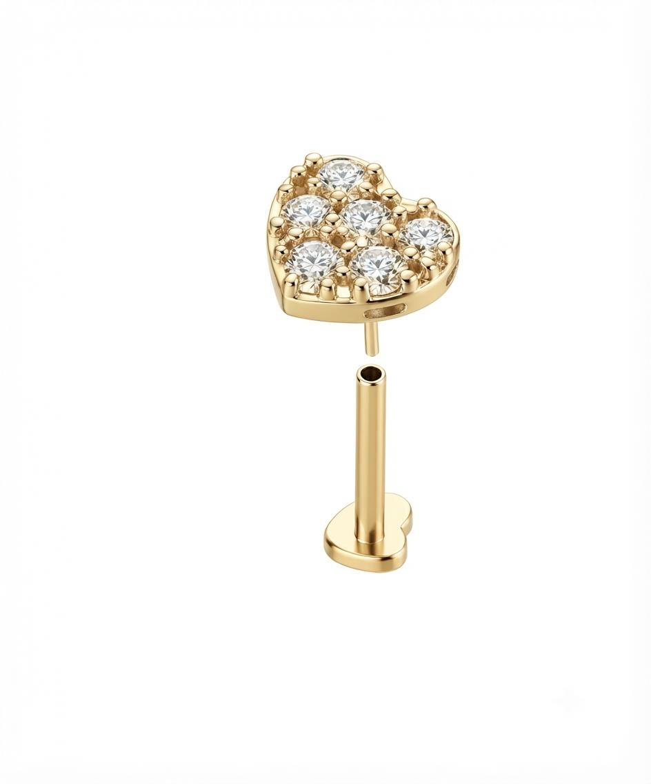 MSJ04Q Zircon Cartilage 2nd piercing stud ( 1 pc )- 18k Gold PVD