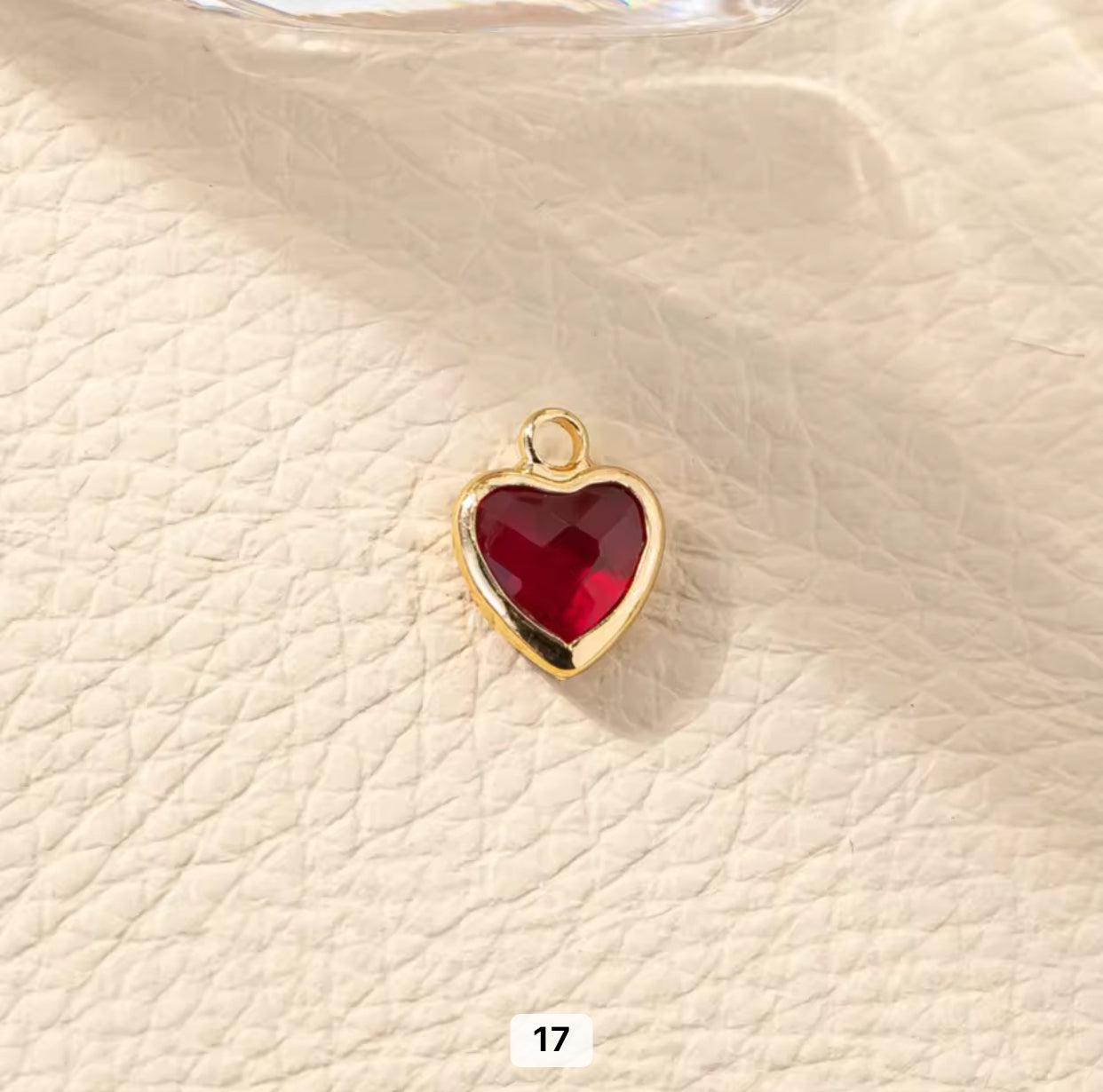 BBB 95 Heart 14k gold plated Zircon crystal charm ( 1 pc ) Anti tarnish ( 8 mm )