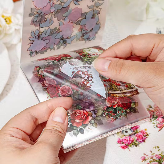 Blue Floral vintage Waterproof UV Resistant sticker ( 1 pack - 60 piece )