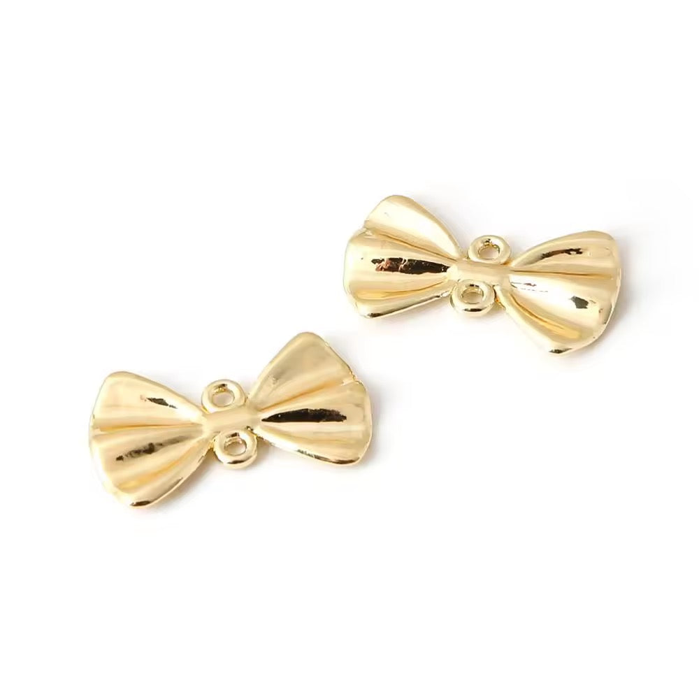 SS 1314 Bow Connector 14k gold plated charm ( 13:3 mm ) Tarnish Resistant ( 1 pc )