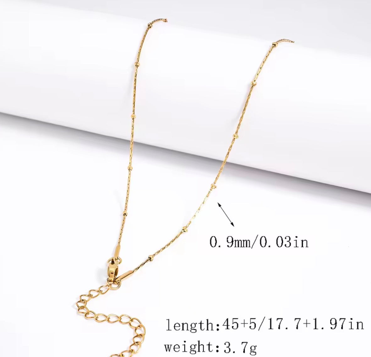 RCS31 Snake Link Bead Ready made chain with extension (1 pc ) 18k Gold PVD
