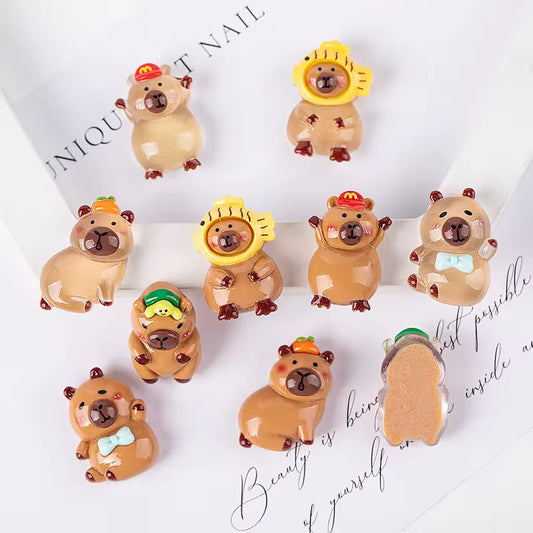 BBB 334 (a) Transparent Capybara Cartoon Resin charm ( 1 pc ) with Hook