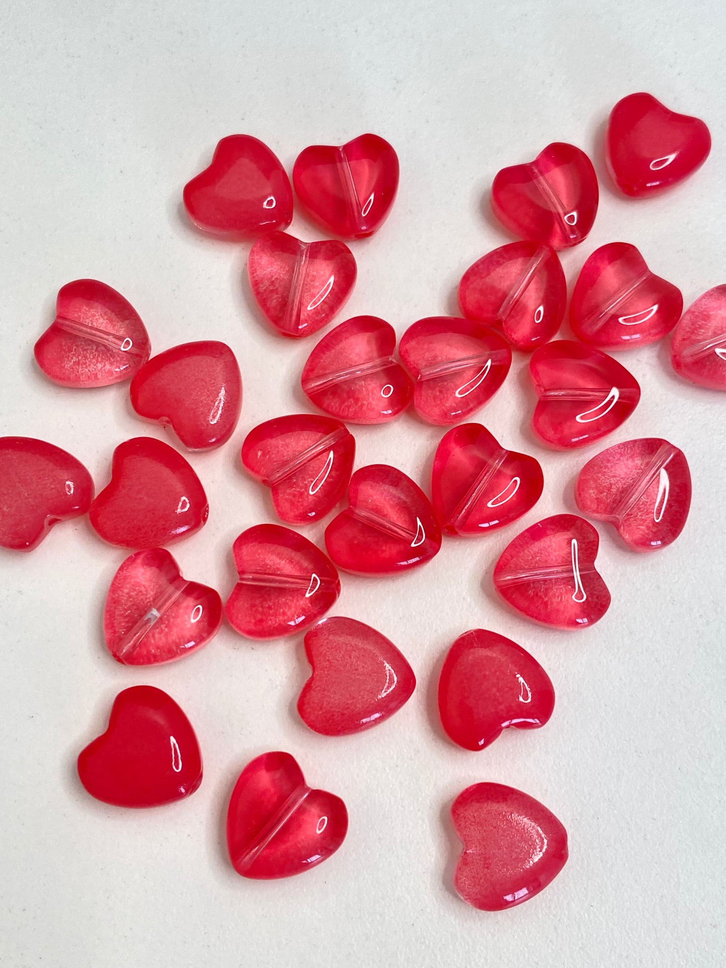 BBB 225 (j) Reddish Pink Heart Crystal glass bead ( 1 pc ) ( 8 mm )