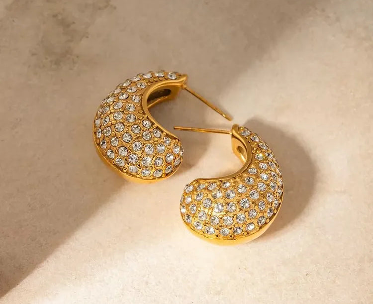 ESJ16E DIAMOND DUST CHUNKY Earrings - 18k Gold PVD plated 316 stainless steel - Anti tarnish