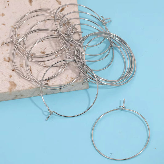 BBB 246 Circle Wire Hoop Silver plated stainless steel ( 2 pc ) anti tarnish