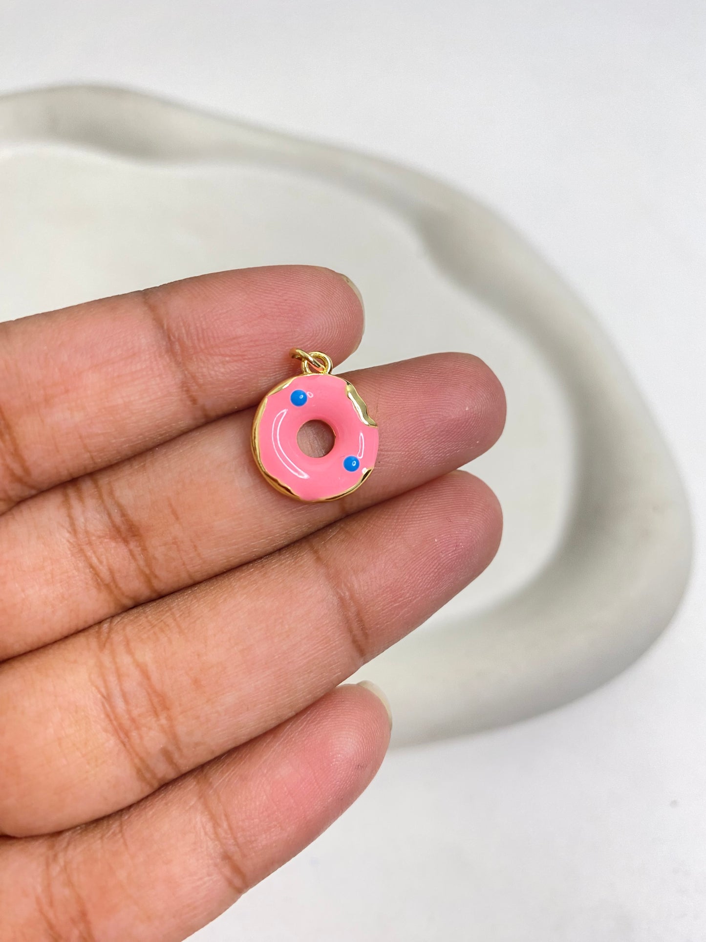 SS 1097 Donut Zircon Charm 14k Gold plated ( 1 pc ) Anti tarnish ( 16:13 mm )