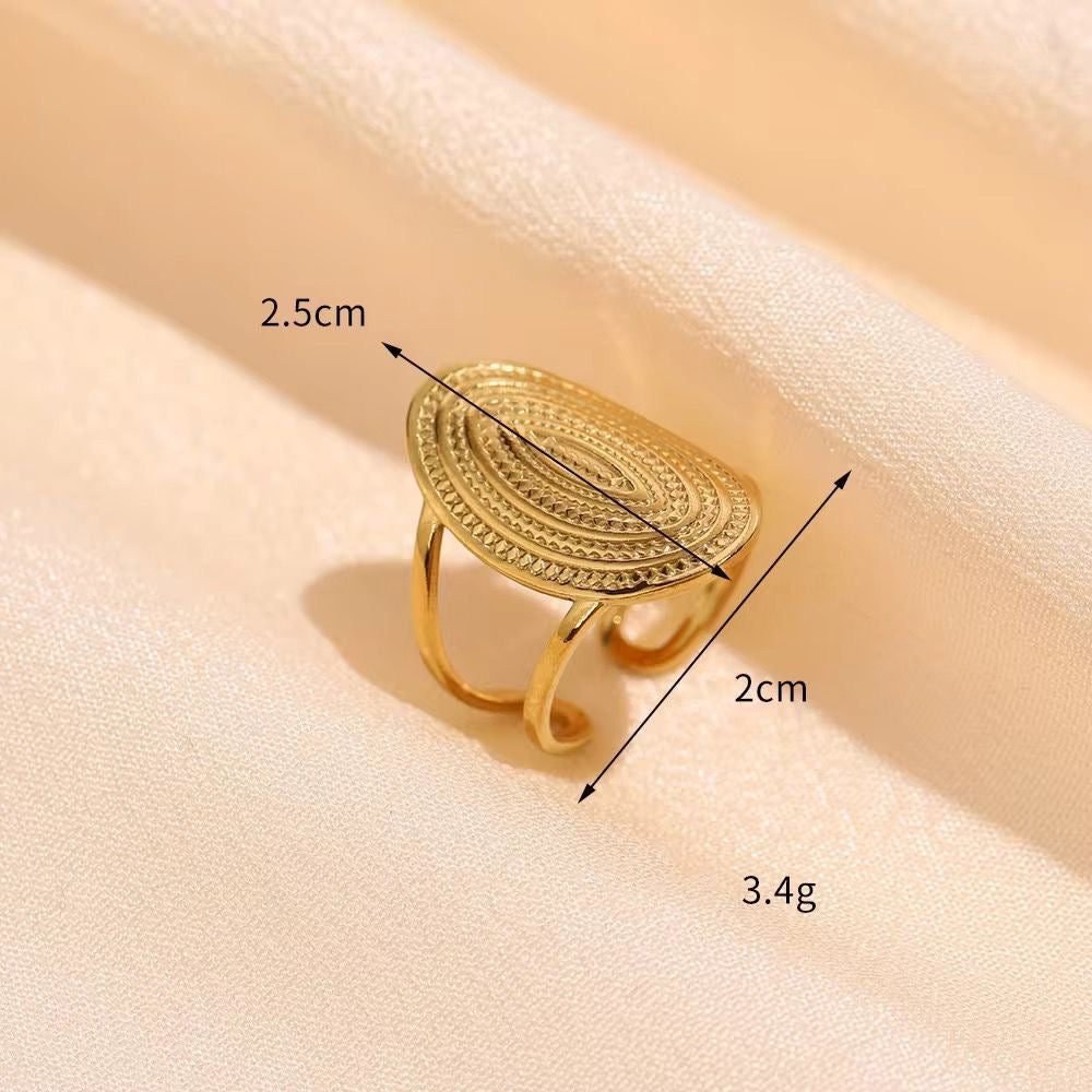 SJ 601 Oval Modern Ring adjustable - 18k Gold PVD plated stainless steel - Anti tarnish