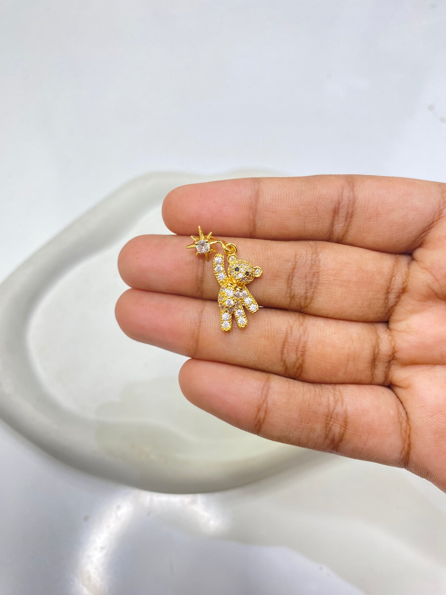 SS 2647 Teddy Zircon Pendant CZ gold plated ( 1 pc ) anti tarnish