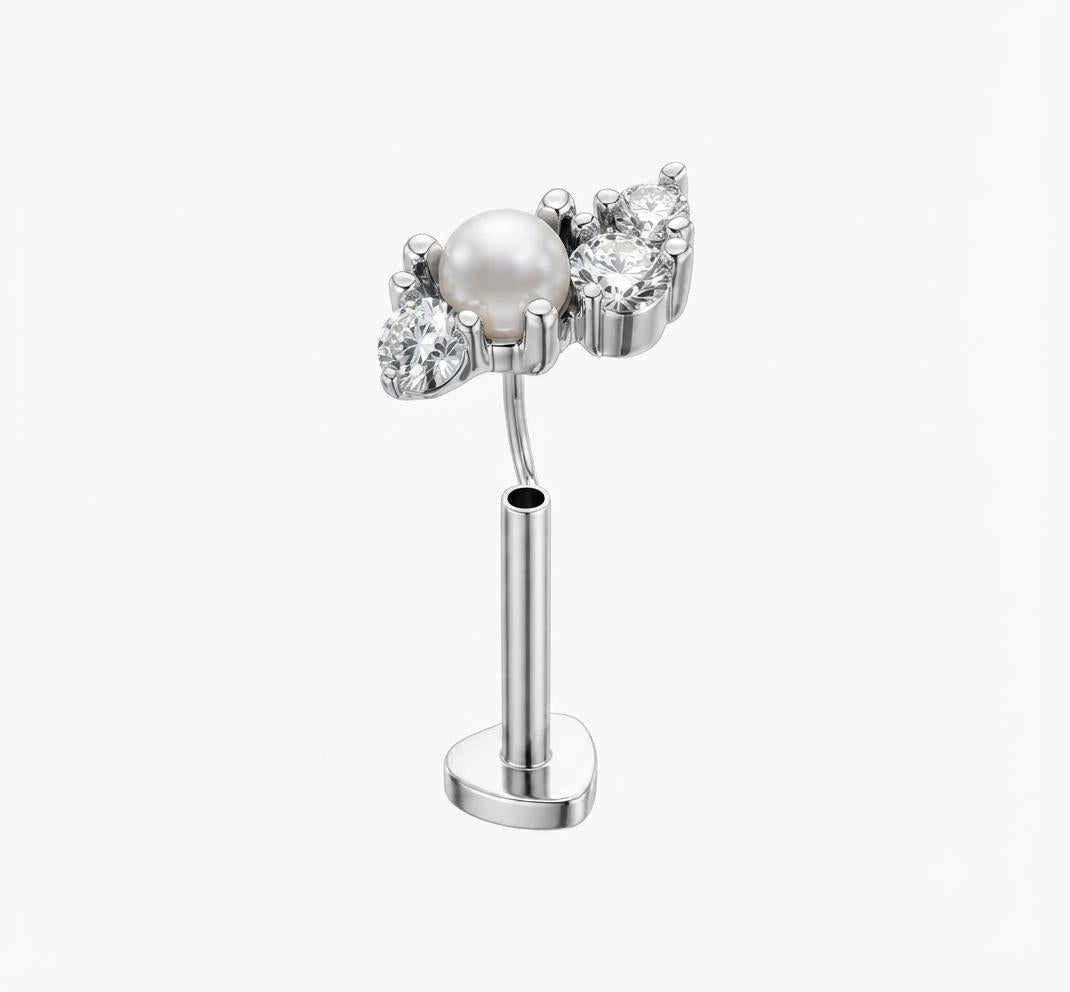MSJ05B Zircon Cartilage 2nd piercing stud ( 1 pc )- Steel PVD