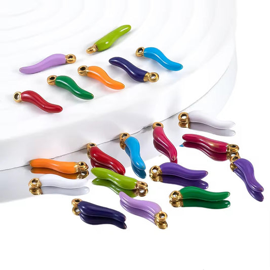 BBB 205 (d) Light pink Chilli pepper enamel charm ( 1 pc ) Tarnish Resistant ( 19:5.5 mm )