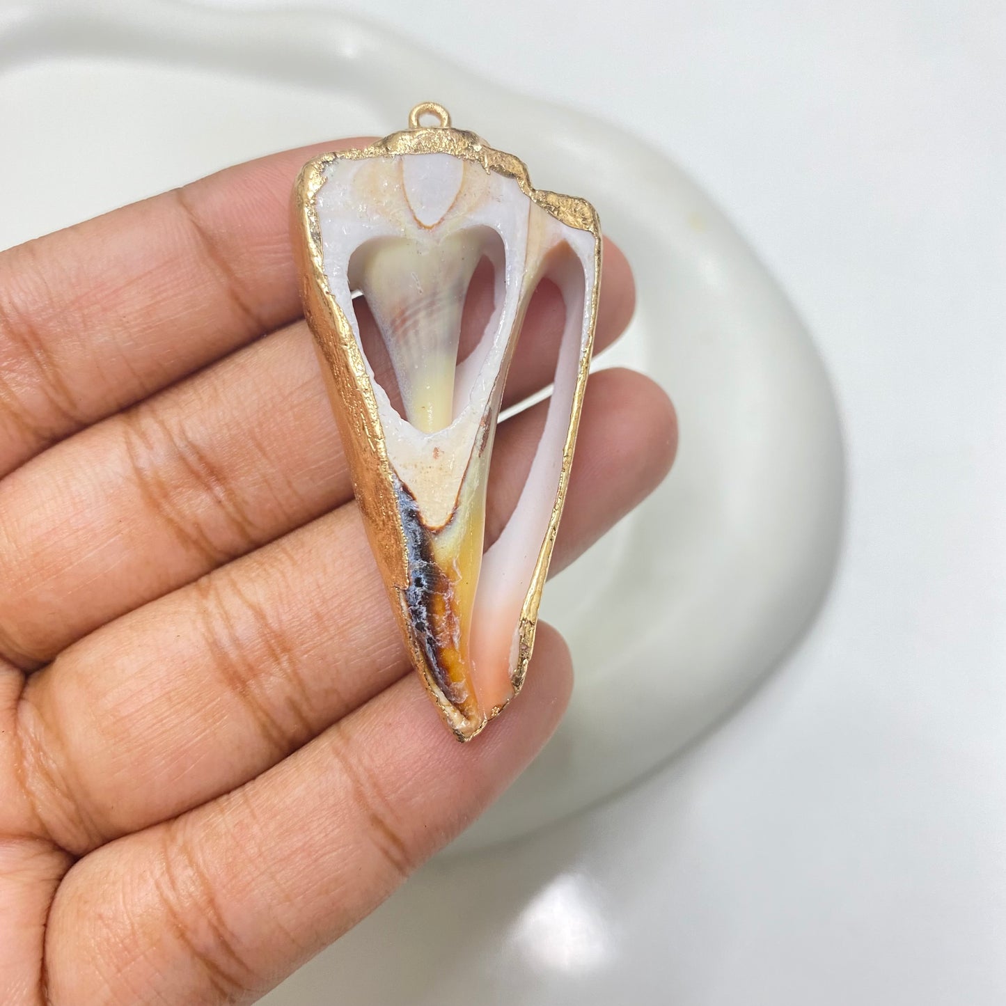 S 1334 long shell gold plated - per piece - natural shells