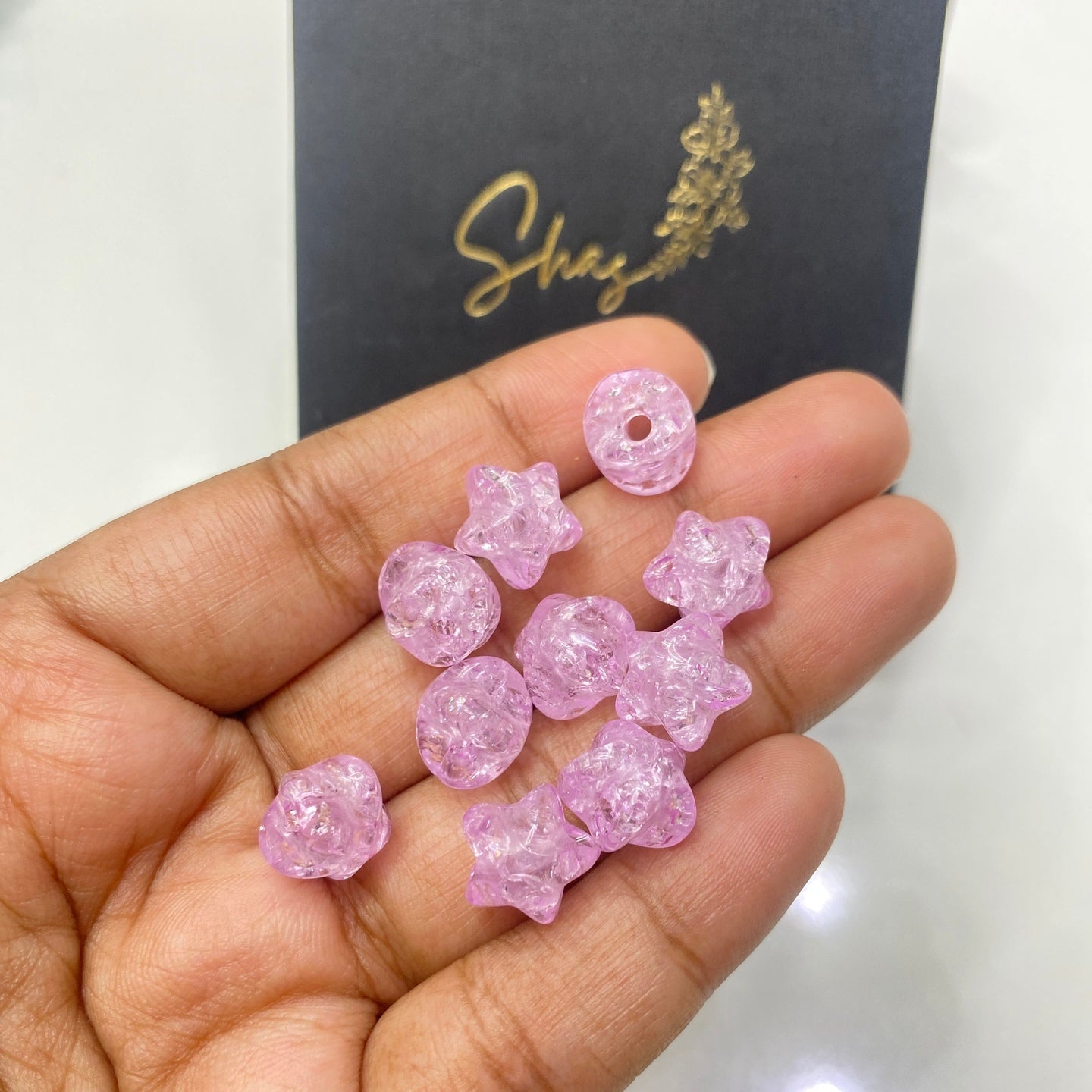 BBB 75 (b) purple star crackle acrylic bead ( 1 pc )