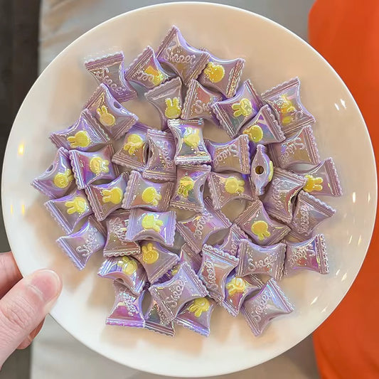 BBB 239 (f) Purple Rabbit candy Luminous Shiny Bead ( 1 pc ) UV Plated Acrylic ( 22:17 mm )