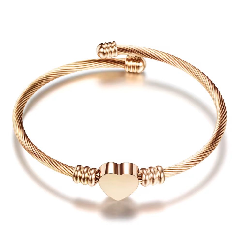 SJ 910 Heart Braided Unisex Cuff Bracelet - 18k Gold PVD plated stainless steel - Anti tarnish