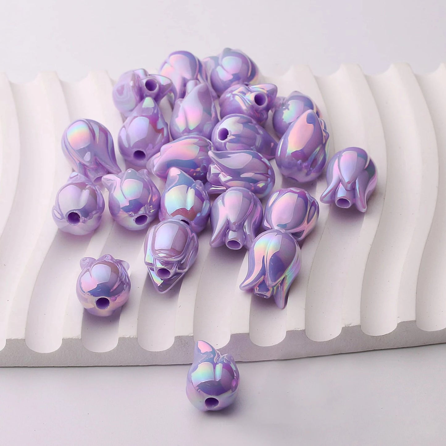 BBB 129 (e) Purple Tulip uv plated Acrylic bead ( 1 pc )