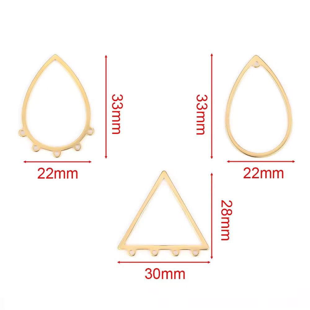 SS 2754 Triangle Bezel Connector Silver plated stainless steel ( 1 pc ) anti tarnish