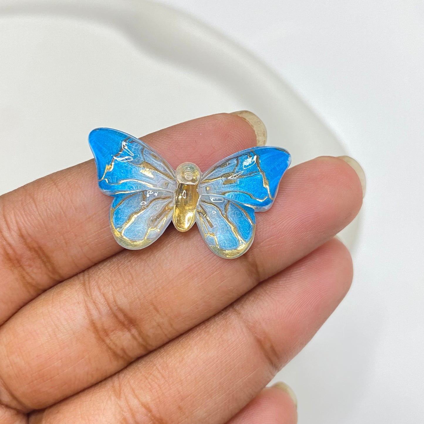 BBB 50 (d) blue butterfly Luminous shiny Acrylic bead ( 1 pc )