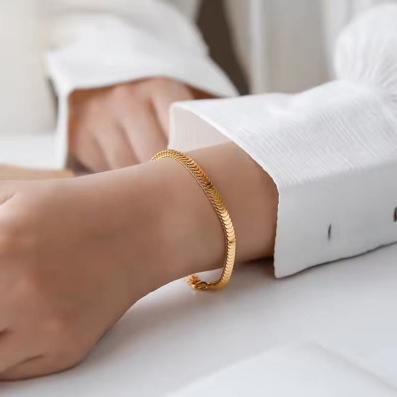 SJ 392 chunky style Fish scale bracelet - 18k Gold PVD plated stainless steel - Anti tarnish - Wholesale