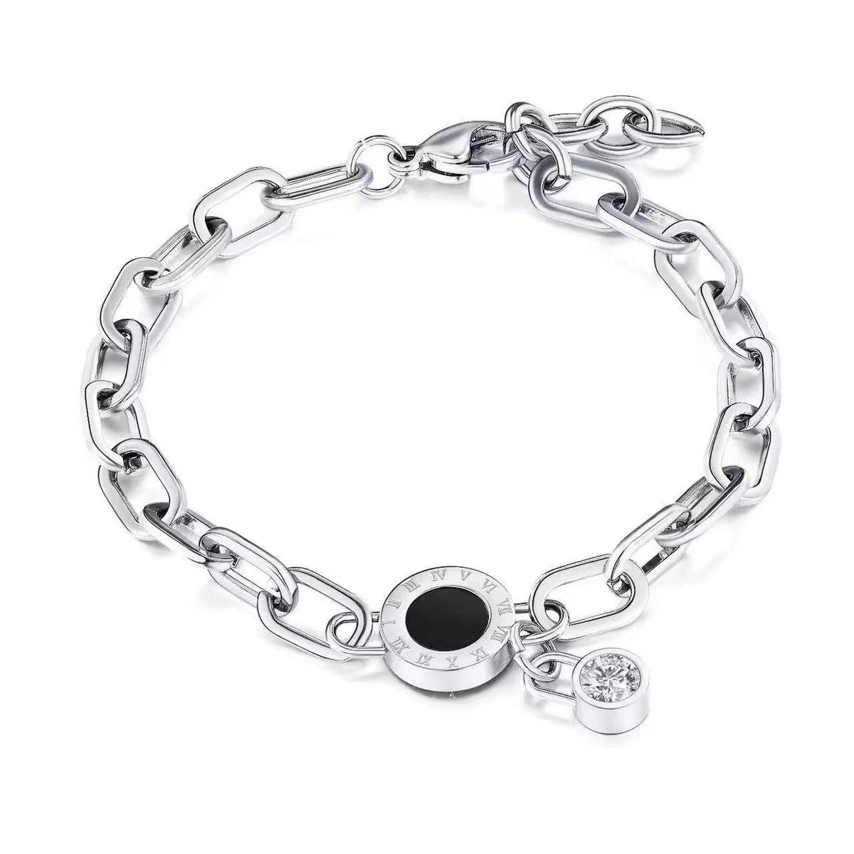 BSJ19A Roman Chain Bracelet Silver PVD plated