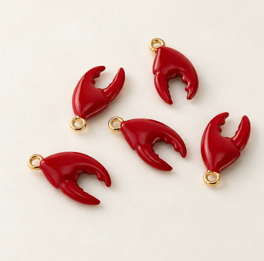 PC07C Red Lobster Claw Premium 3D Bead Charm - 14k Gold plated ( 1 pc ) Premium Collectible | Anti tarnish