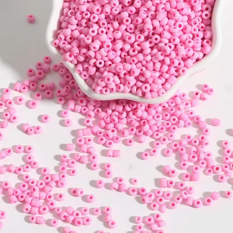 BBB 150 (c) Baby Pink Tiny Solid Rice Czech Glass bead ( 1 gm - around 60 to 70 piece) High Quality ( 2 mm )